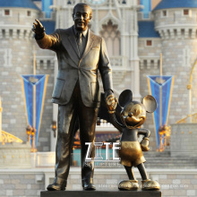 Custom Life Size Bronze Famous Mickey Mouse And Man Statue